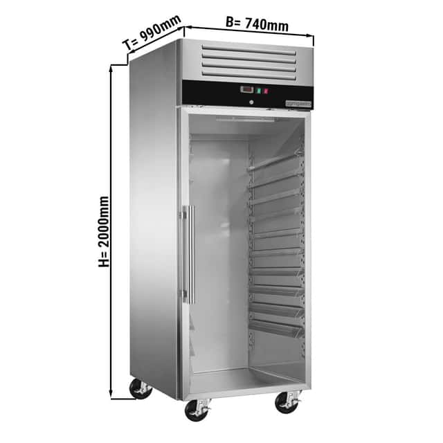 Bäckerei-Kühlschrank Edelstahl PREMIUM - EN 60x80 - 800 Liter - mit 1 Glastür