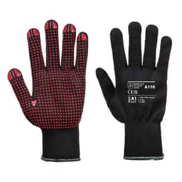 (10 Paar) PVC Noppen Handschuh - Schwarz/ Rot - Größe: XS