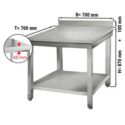 Edelstahl Arbeitstisch ECO - 700x700mm - mit Grundboden & Aufkantung