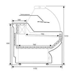 Kühltheke - 2000mm - mit Beleuchtung - Standard mit Frontblende Weiß