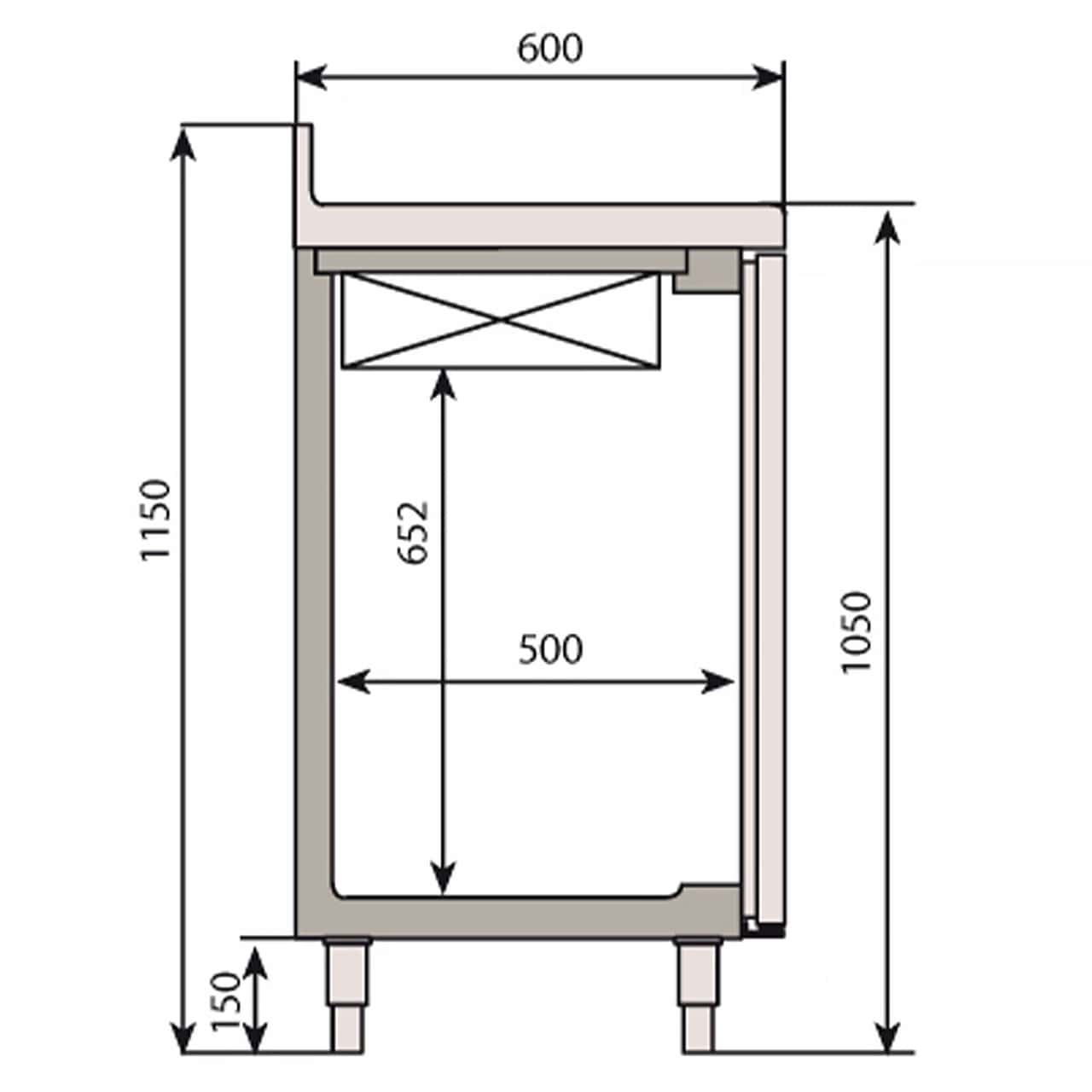 Bar- & Getränkekühltisch Premium PLUS - 1468x600mm - mit 2 Glastüren &  Aufkantung