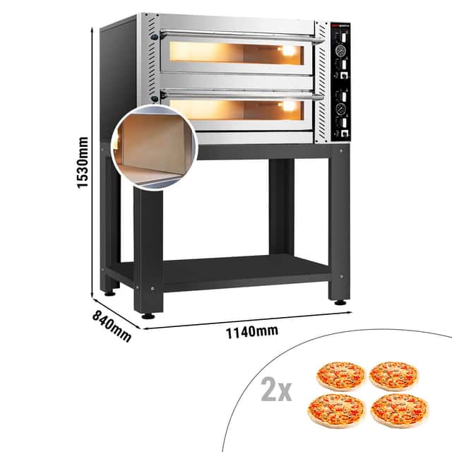 Elektro Pizzaofen - (Vollschamott) - 4+4x 34cm - Manuell - inkl. Untergestell