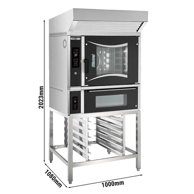 Bäckerei-Gas-Kombidämpfer - 6x EN 60x40 - inkl. Pizzaofen, Haube & Untergestell