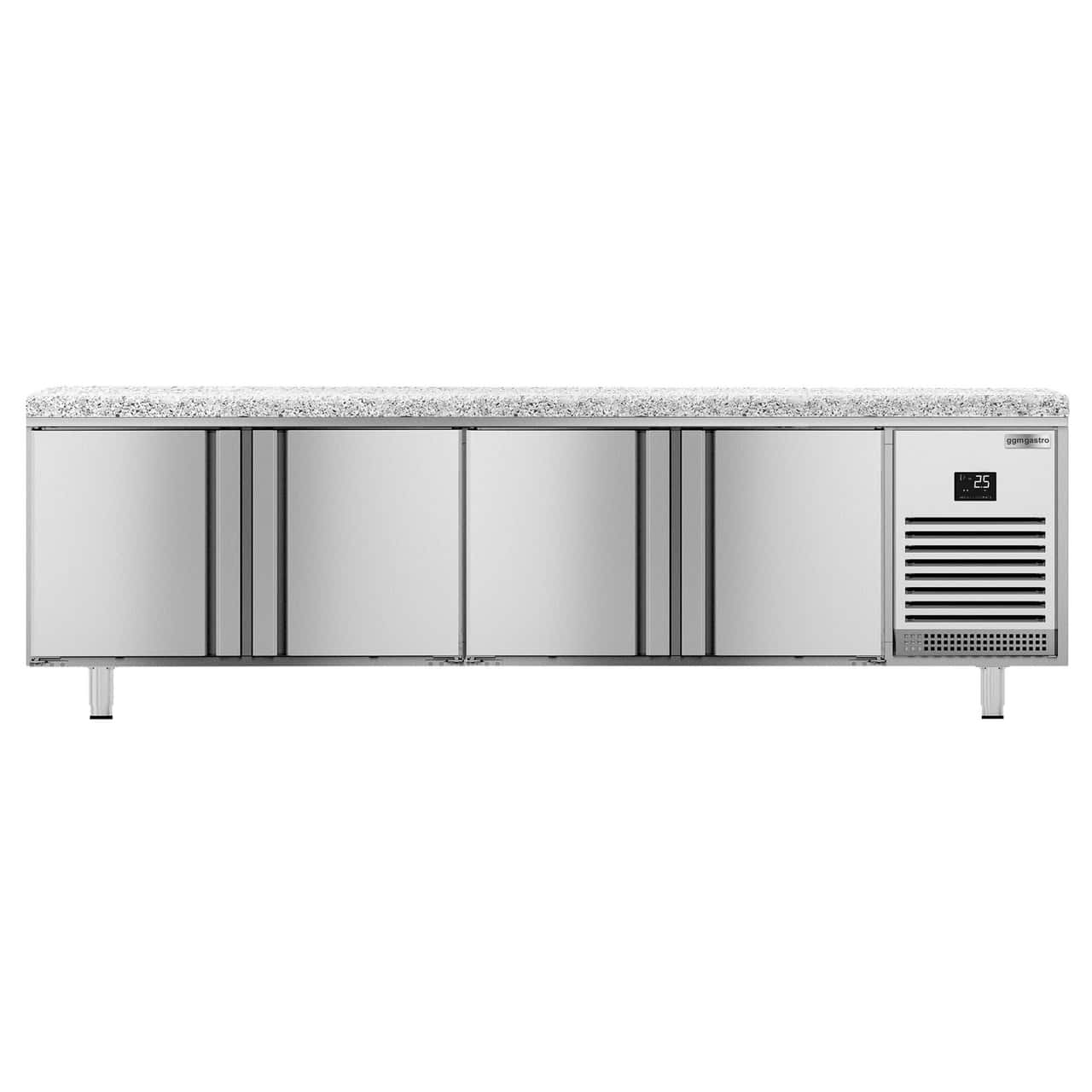 Bäckereikühltisch Premium PLUS - 2752x800mm - 4 Türen & Granitarbeitsplatte