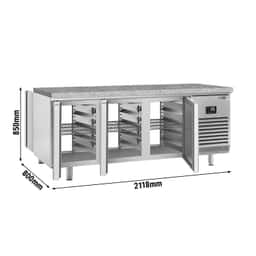 Bäckereikühltisch Premium PLUS - 2185x800mm - mit Durchreiche & Granitarbeitsplatte