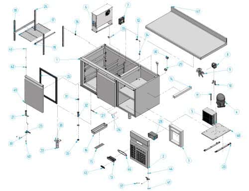 Kühltisch Premium PLUS - 1468x700mm - mit 2 Türen & mit Aufkantung