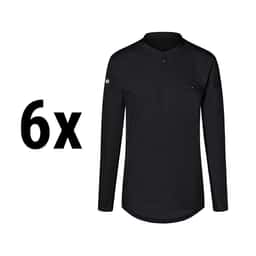 (6 Stück) KARLOWSKY | Langarm Herren Arbeitsshirt Performance - Schwarz - Größe: 2XL