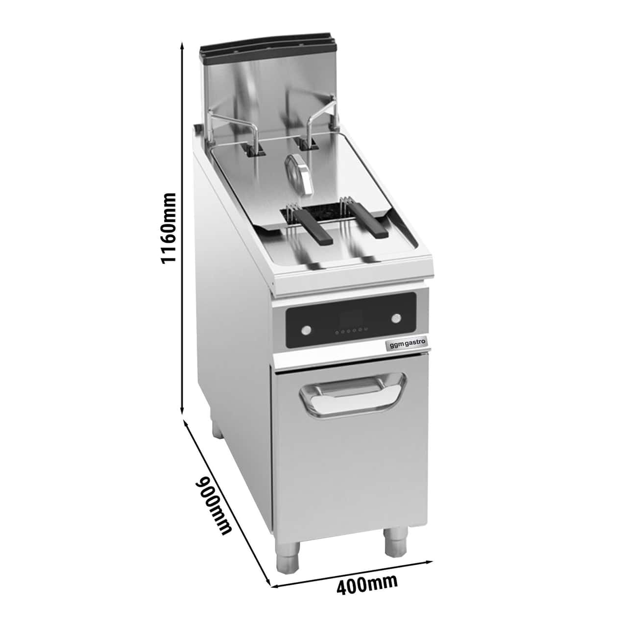 Gas Fritteuse - 20 Liter - 17,5 kW - mit Ölfilterung & automatische Korbanhebung