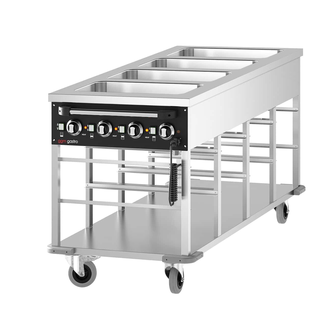 Bain-Marie Thermowagen - 4 x GN 1/1 - Beckentemperatur getrennt regelbar 