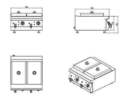 Doppelfritteuse - 600mm - 13+13 Liter - 9 kW - mit Ablasshahn