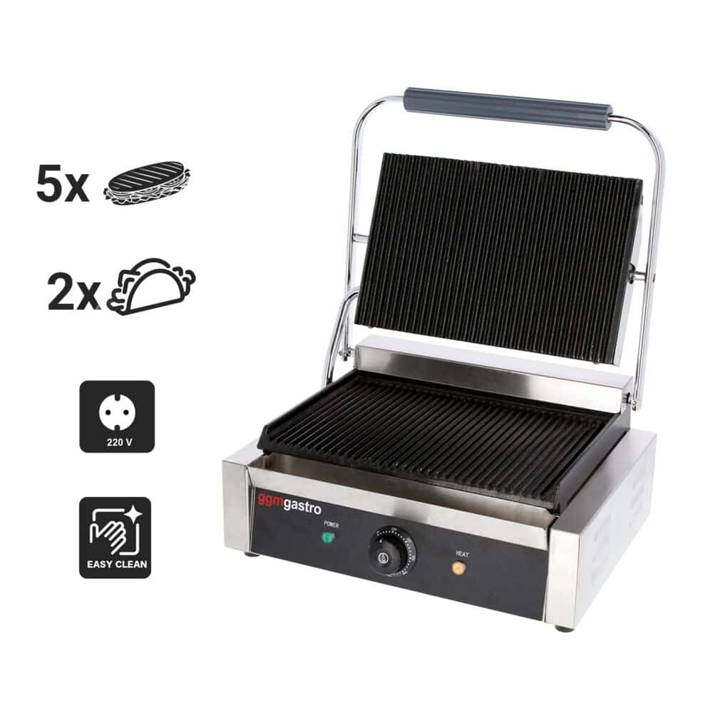 Kontaktgrill - 2,8 kW - oben & unten Gerillt - Grillfläche: 340x230mm