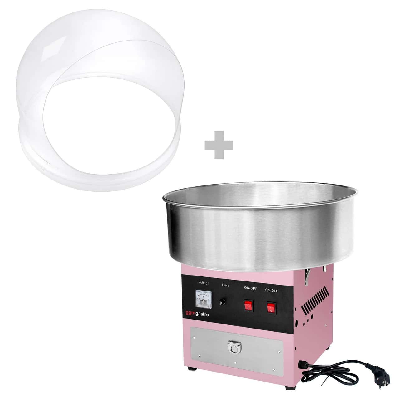 Zuckerwattemaschine - Ø 520mm - 950 Watt - Rosa - inkl. Spuckschutz