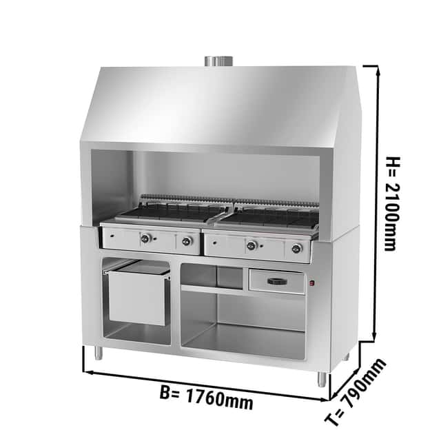 Gasgrill BERLIN - 1,76m - Edelstahloptik