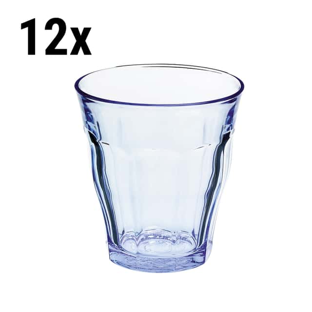 (12 Stück) Duralex Allzweck Trinkglas - PICARDIE - 310 ml - Blau-Transparent