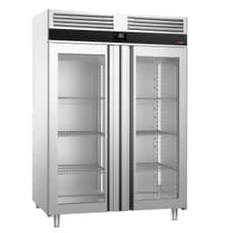 Tiefkühlschrank Edelstahl PREMIUM - GN 2/1 - 1400 Liter - mit 2 Glastüren