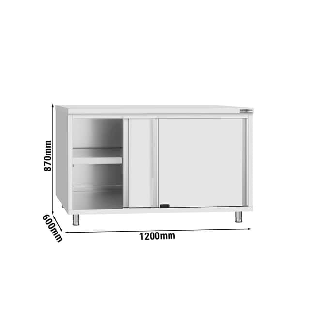 Stainless steel work cabinet ECO - 1200x600mm - with sliding door