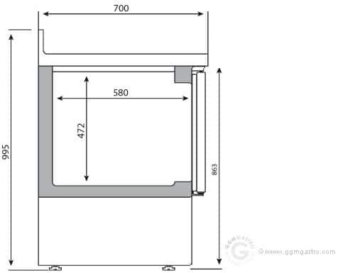 Chladiaci stôl PREMIUM PLUS - 1460x700mm - s 3 dvierkami a so stojanom