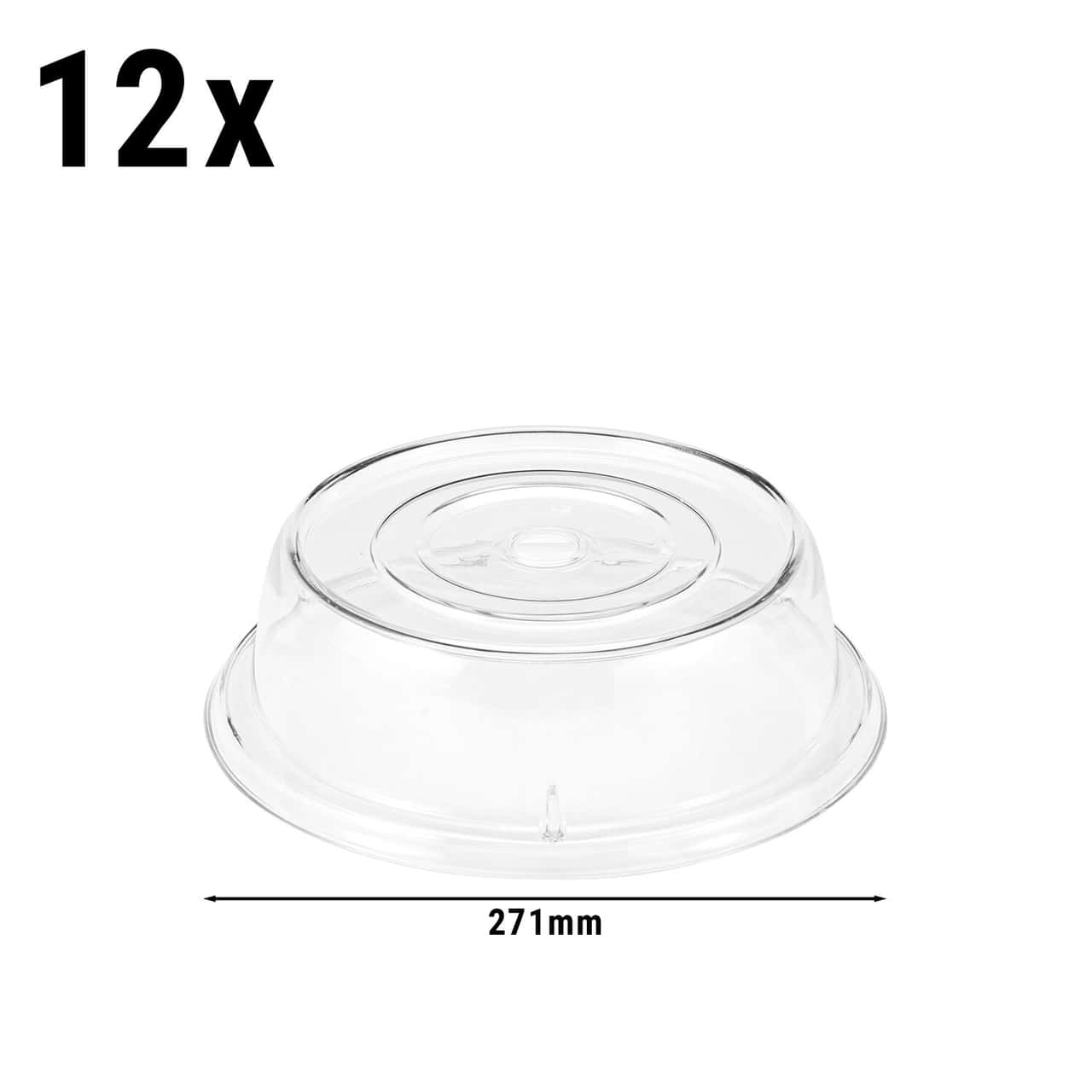 (12 Stück) CAMBRO | CAMCOVERS® - Tellerabdeckhaube aus Camwear® - Polycarbonat - ø 254mm - Transparent