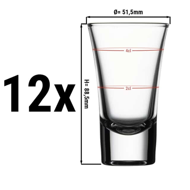 (12 Stück) Likörglas - SPECIALS - 60 ml - geeicht bei 20 ml & 40 ml