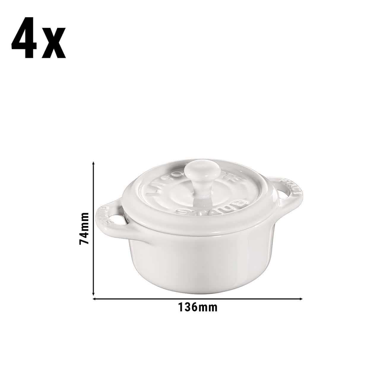 STAUB | CERAMIQUE - Cocotte Set- 4-tlg - Ø 100mm - Keramik - Elfenbein-Weiß