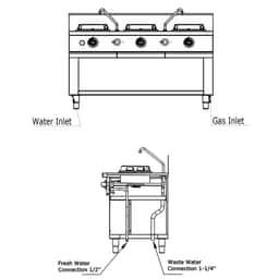 Gas Wok-Herd - 45 kW - 3 Kochstellen - ink. 2 Miniwassersäulen