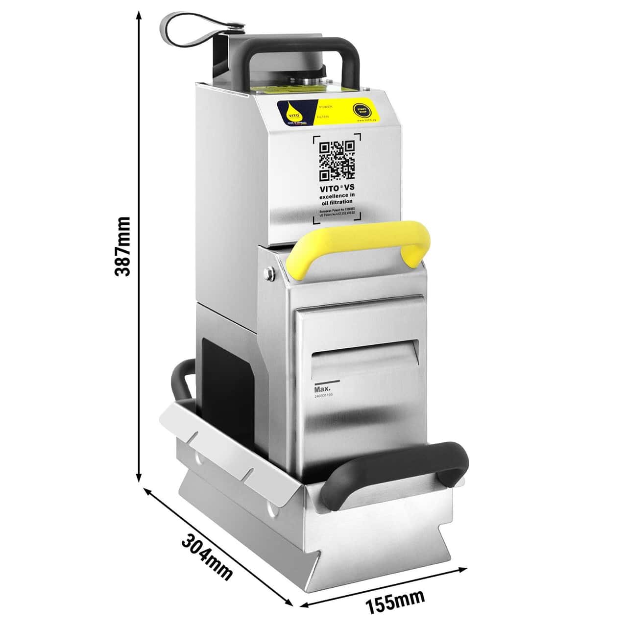 VITO | Tragbarer Frittierölfilter - 30 Liter/Minute - für max. 12 Liter Fritteusen