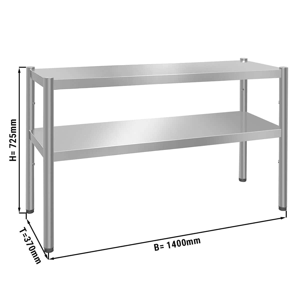 Aufsatzbord PREMIUM - 1400x370mm - mit 2 Etagen 0,7 m hoch