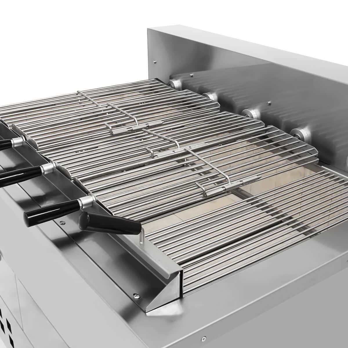 Holzkohlegrill/ Röster für Hähnchen - 1200mm - mit 5 Spieße