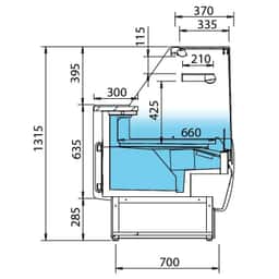 Kühltheke - 1310mm - mit LED-Beleuchtung & 1 Ablage - Standard mit Frontblende schwarz