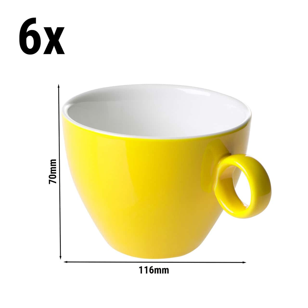 (6 Stück) BART COLOUR CAFE - Cappuccinotasse - 230ml - Gelb