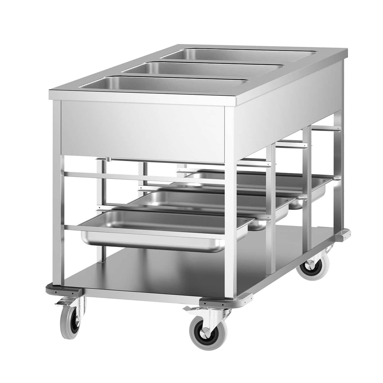 Bain-Marie Thermowagen - 3 x GN 1/1 - Beckentemperatur getrennt regelbar 