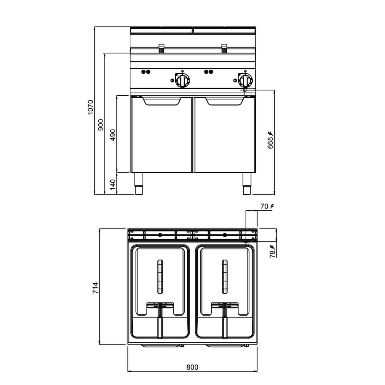 Elektrická fritéza 10+10L (18 kW)