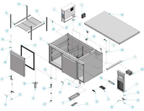 Bäckereitiefkühltisch Premium PLUS - 1618x800mm - mit 2 Türen & Granitarbeitsplatte