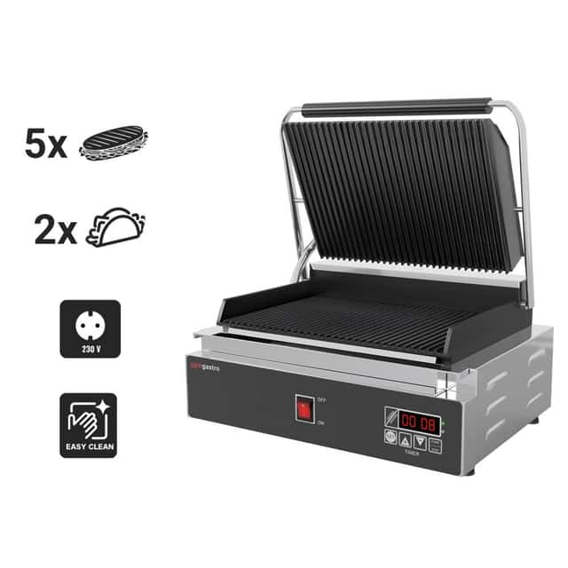 Kontaktgrill - 2,2 kW - Digital - oben & unten Gerillt - Grillfläche: 350x240mm