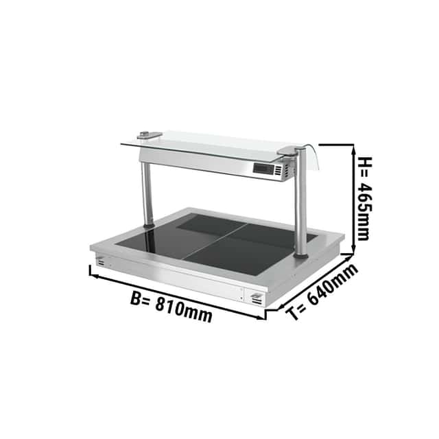 Einbau Warmhalteplatte - 0,8m - 2x GN 1/1 - mit Glas-Hustenschutz