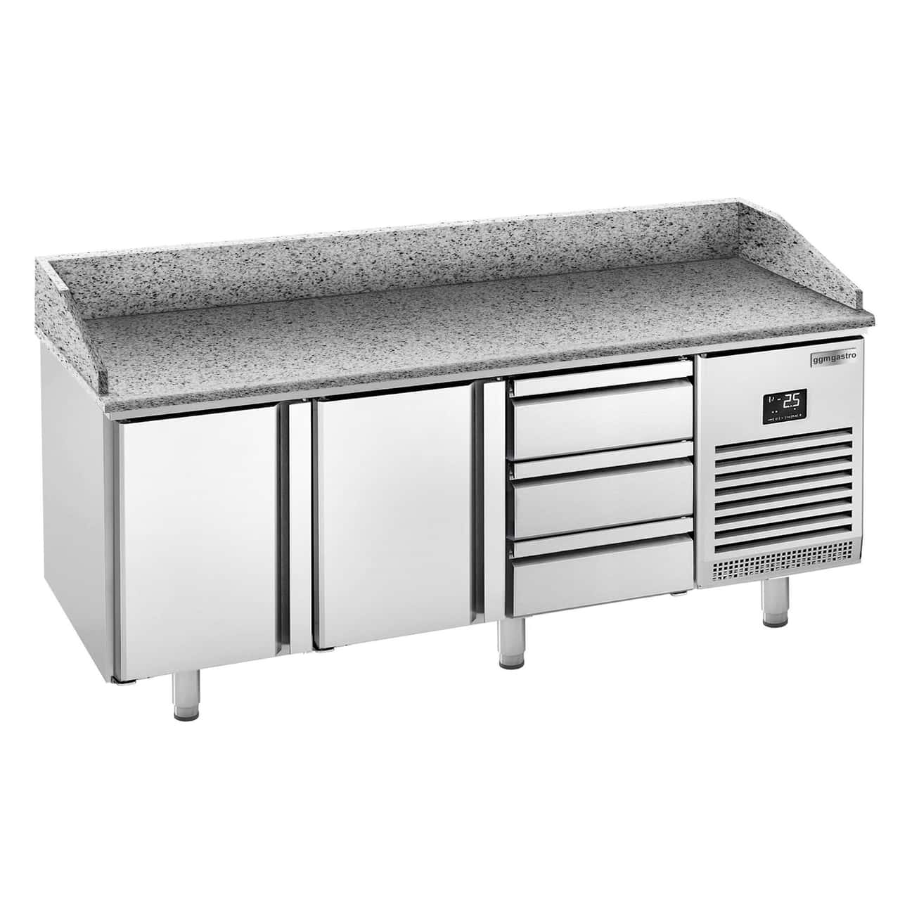 Pizza preparation table  Premium PLUS- 1980x700mm - with 2 doors & 3 drawers