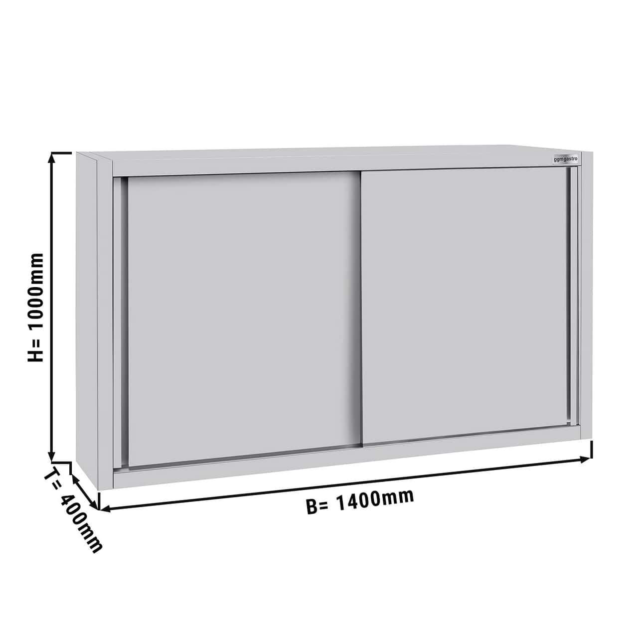 Nerezová nástěnná skříňka ECO - 1400 mm - s posuvnými dveřmi 1000 vysoká