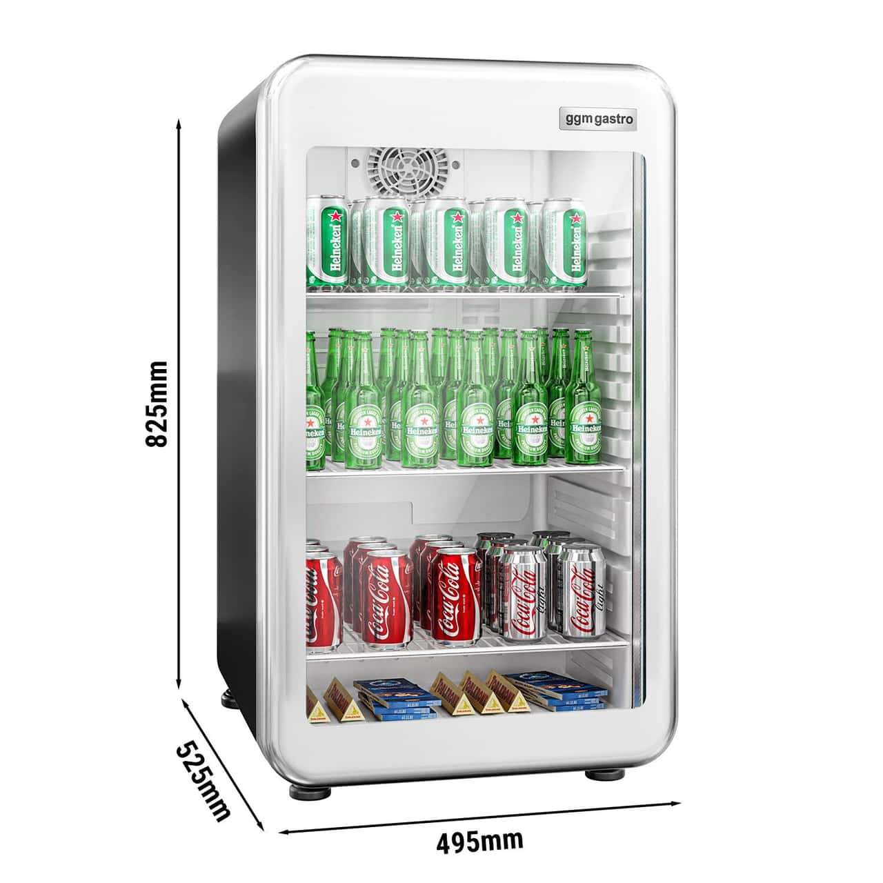 Minibar-Kühlschrank - 500mm - 120 Liter - 1 Glastür & LED-Beleuchtung