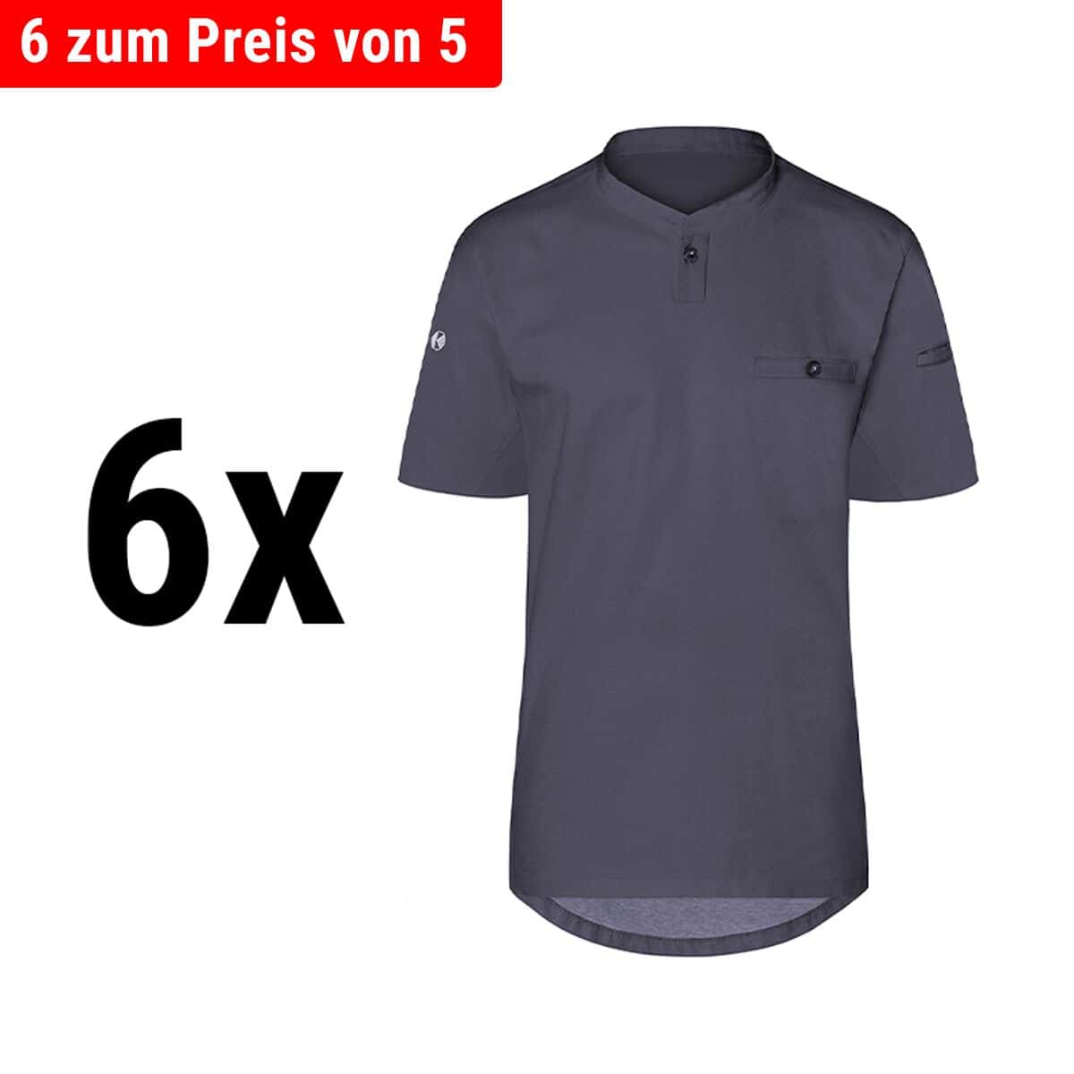 (6 Stück) KARLOWSKY | Kurzarm Herren Arbeitsshirt Performance - Anthrazit - Größe: S