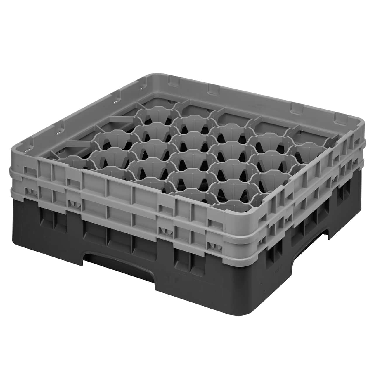 CAMBRO | CAMRACK® - Koš na sklo 1/1 se 2 nástavci - 500x500mm - 30 přihrádek - černý