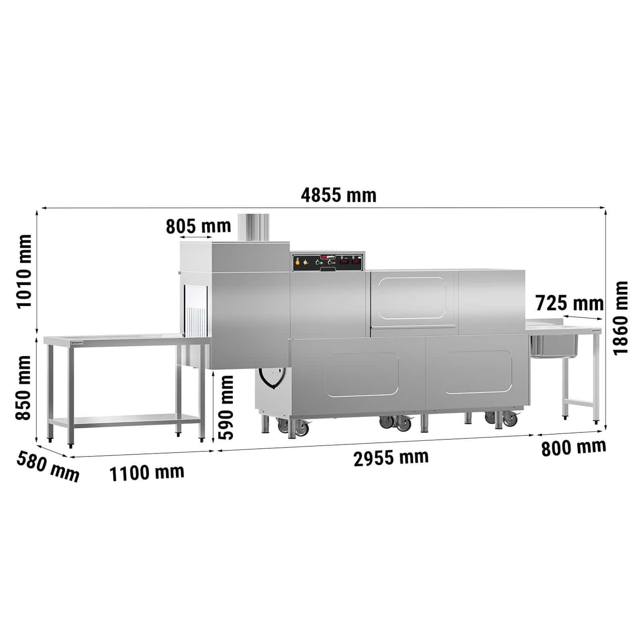 Bandtransportspülmaschine - Digital - 31 kW - mit Trockner - Zulauftisch rechts