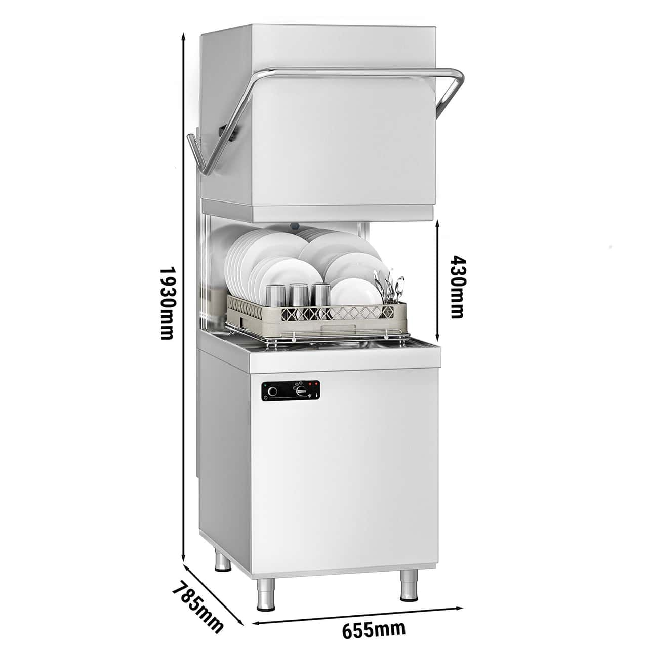 Durchschubspülmaschine - Manuell - 6,52 kW - mit Reiniger- & Klarspülerpumpe