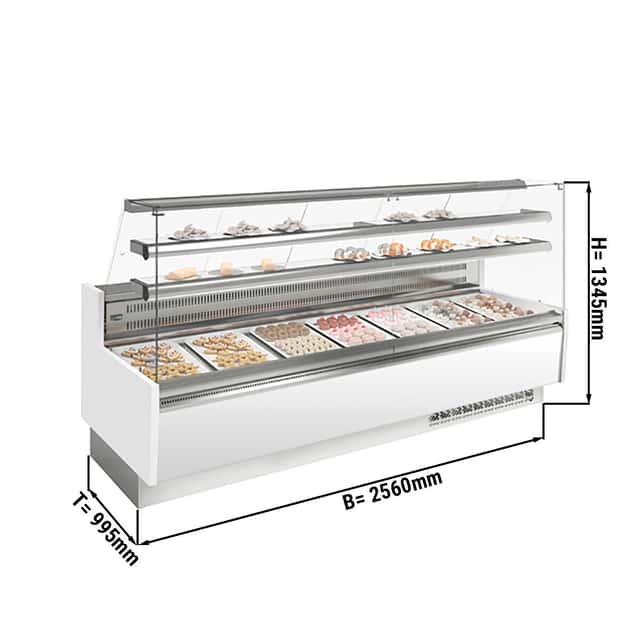 Kuchentheke - 2560mm - mit LED-Beleuchtung & 2 Ablagen