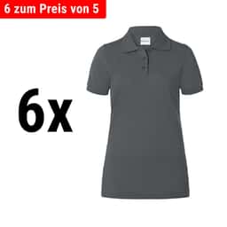 (6 Stück) KARLOWSKY | Damen Workwear Poloshirt Basic - Anthrazit - Größe: 2XL