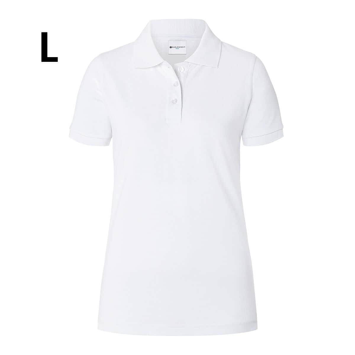 KARLOWSKY | Damen Workwear Poloshirt Basic - Weiß - Größe: L