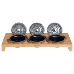 STAUB | SPECIALITIES - Servierbrett für 3 Mini-Cocottes - 420x160mm - Bambus