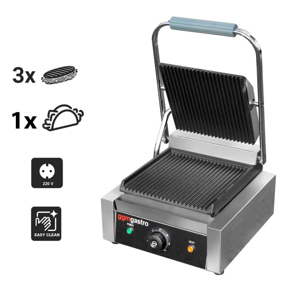 Kontaktgrill - 2,2 kW - oben & unten Gerillt - Grillfläche: 230x230mm