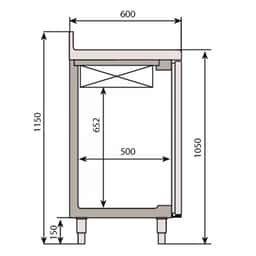 Bar- & Getränkekühltisch Premium PLUS - 1470x600mm - mit 2 Türen, Aufkantung & Ausklopfer für Kaffee