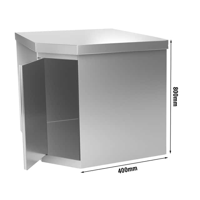 Edelstahl Eck-Wandhängeschrank - 700x400mm - mit Flügeltür - Höhe: 800mm