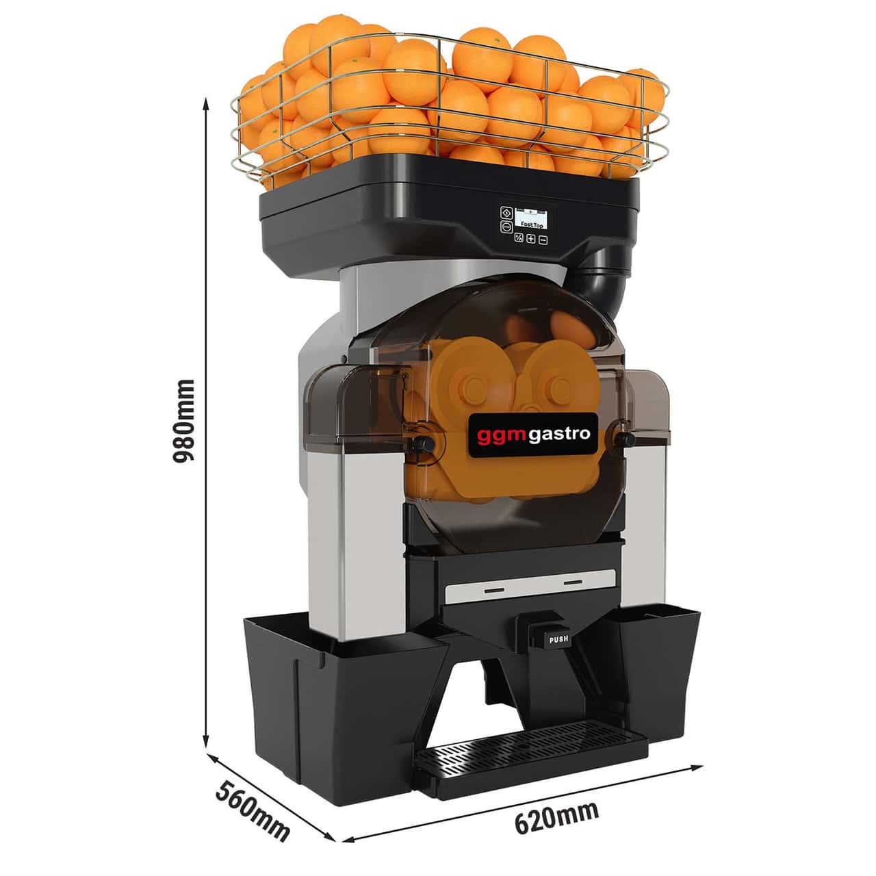 Elektrische Orangenpresse - Silber - Push & Juice-Taste - Automatische Fruchtzufuhr